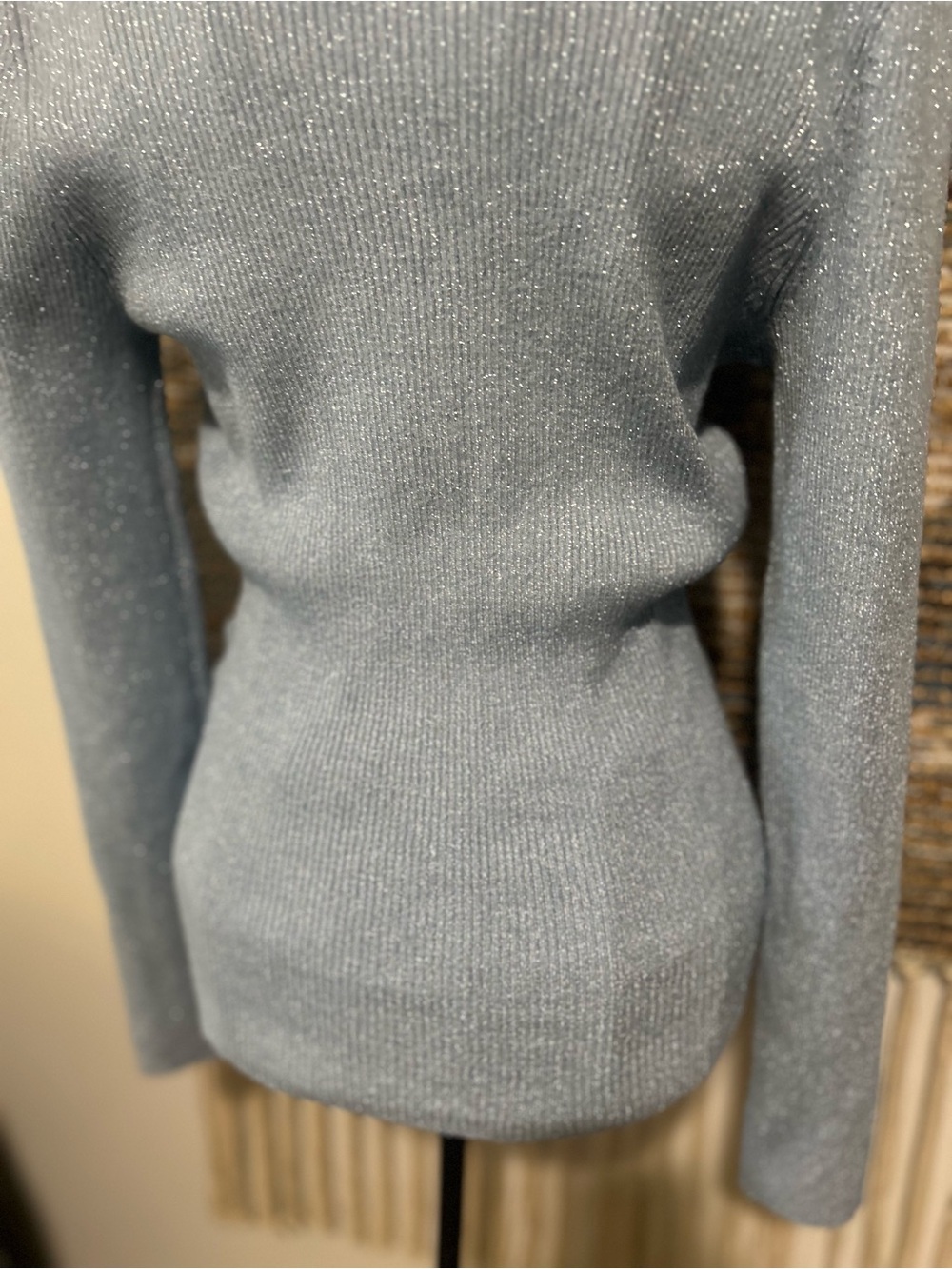 INC Shimmery Light Blue Wrap Sweater with Side Ring - Picture 8 of 10